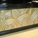 Vergoldetes Relief, Mahagoniholz, 200 x 80 cm